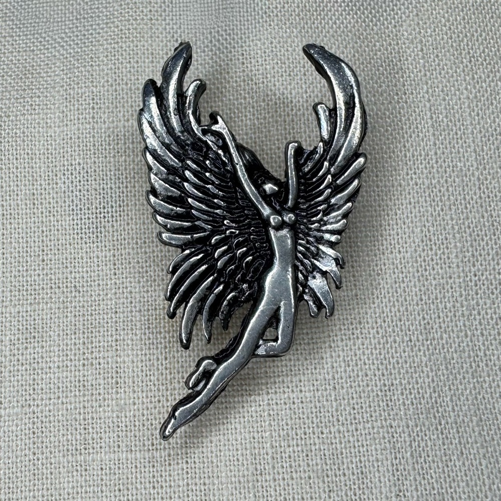 Vintage Pewter Fairy Brooch Pin